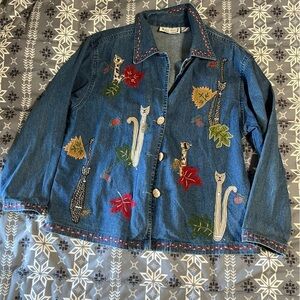 Aa Studio Blue and Red Jean Jacket